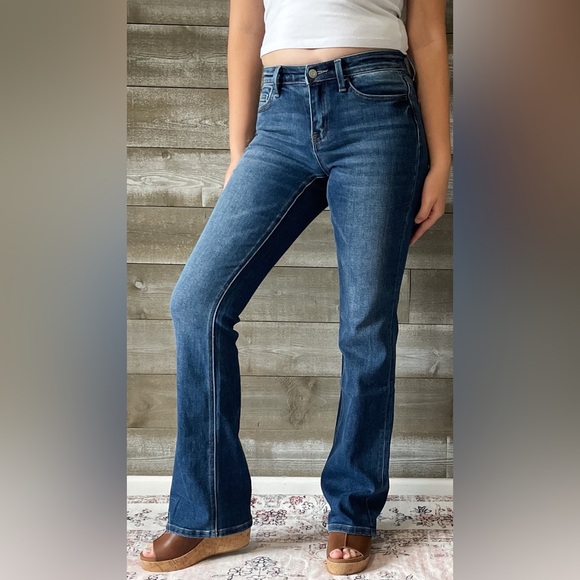 vervet denim mid rise relaxed long tall bootcut jeans revere dark wash T6136 - Picture 2 of 10